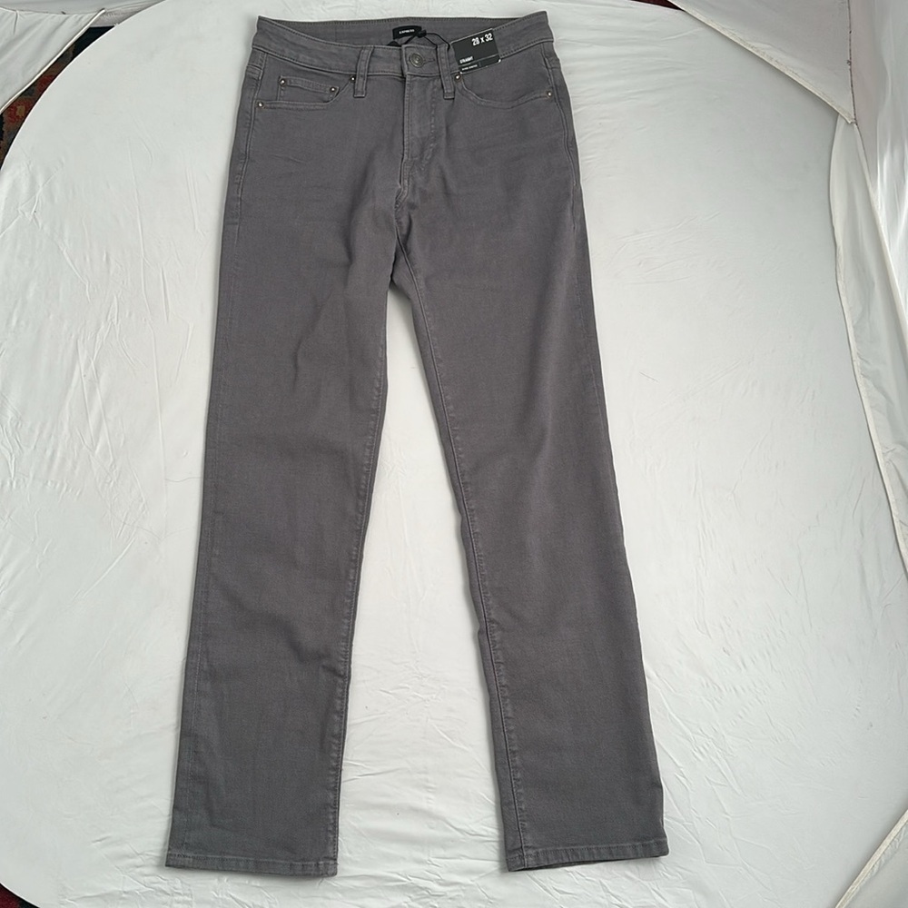 Express Hyper Stretch gray straight jeans 28x32